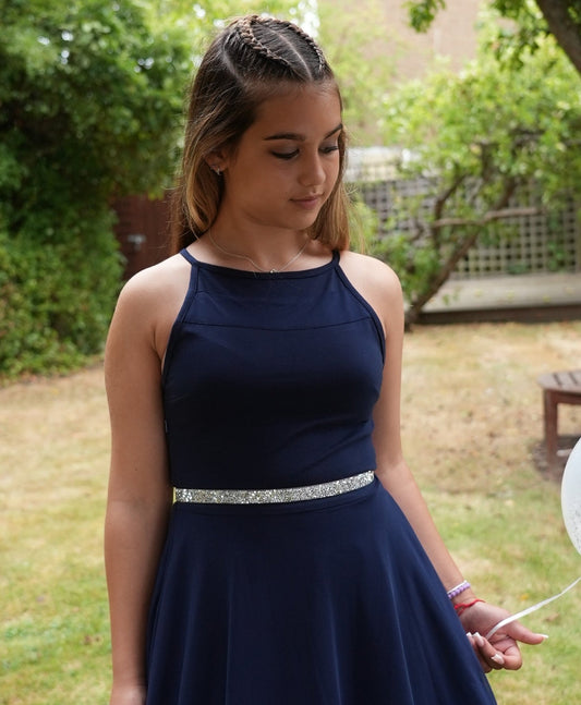 Girls Silver Crystal Belt - Sass & Sparkle